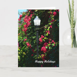 Carte de Noël avec Lampe de rue et Fleurs