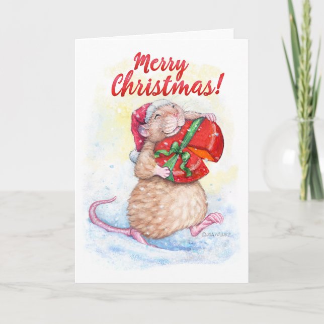 Carte de Noël avec le rat mignon (Devant)