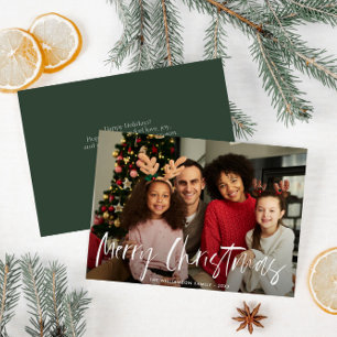 Carte de Noël avec lettrage blanc stylisé à la mai