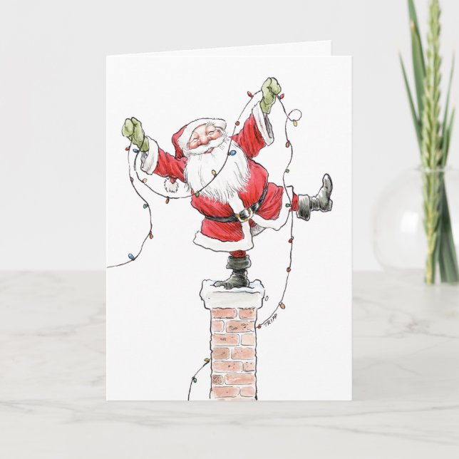 Carte de Noël avec lumières de Noël pour le Père N (Devant)