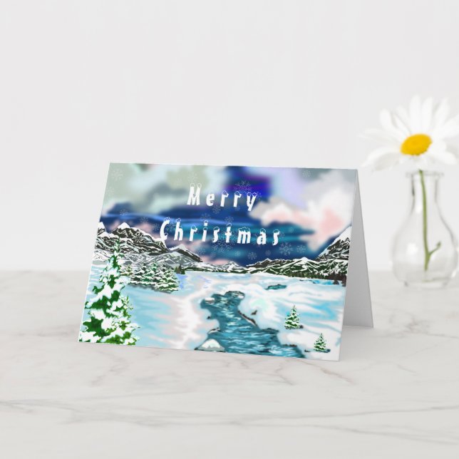 Carte de Noël avec magnifique paysage hivernal (Petite plante)