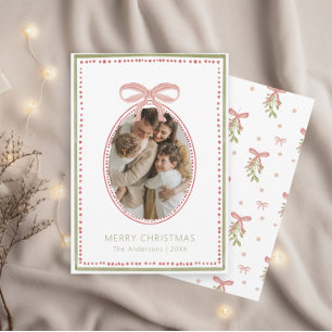 Carte de Noël avec ornement de noeud papillon en g
