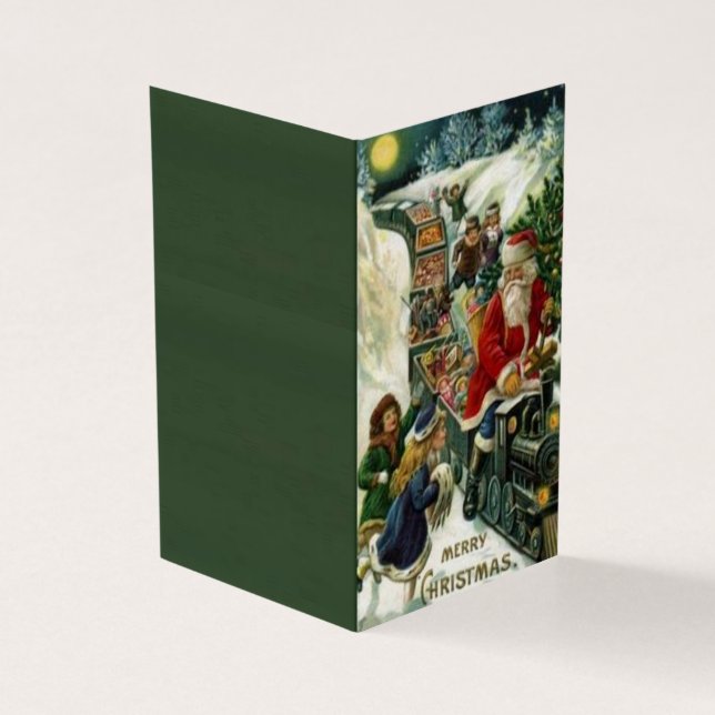 Carte de Noël avec Père Noël sur un train de jouet (Outside)