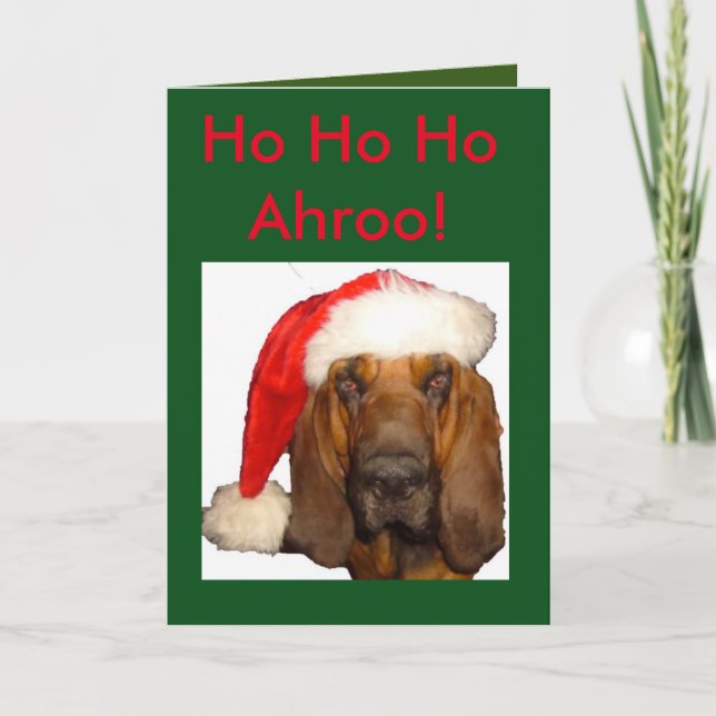Carte de Noël avec Père Noël Wimsey le Bloodhound (Devant)