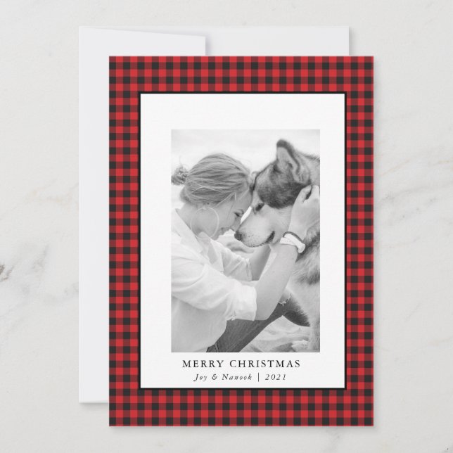 Carte de Noël avec photo d'animal familier à carre (Devant)