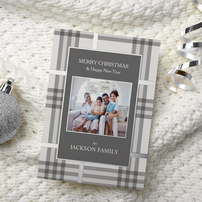 Carte de Noël avec photo de jour férié gris (Créateur téléchargé)