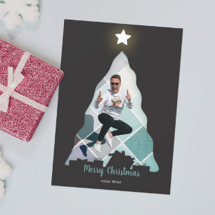 Carte de Noël avec photo de l'arbre de Noël