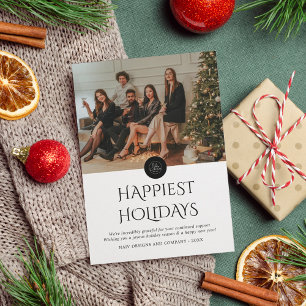 Carte de Noël avec photo de logo d'entreprise noir