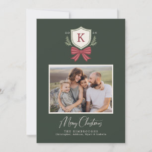 Carte de Noël avec photo et armoiries à monogramme