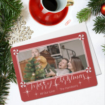 Carte de Noël avec photo festive de poivre de ment