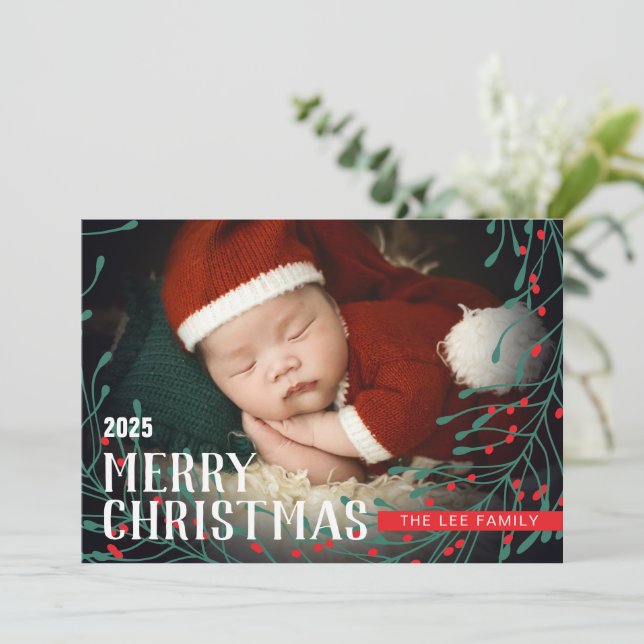 Carte de Noël avec photo personnalisée (Debout devant)