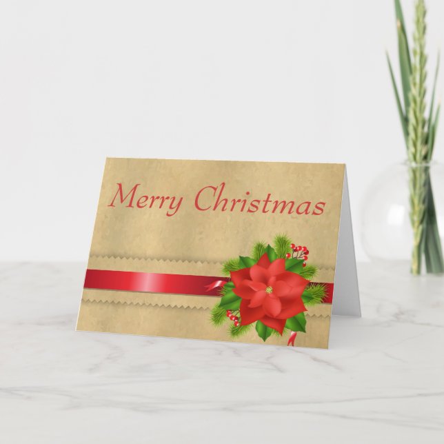 Carte de Noël avec Poinsettia Vector (Devant)