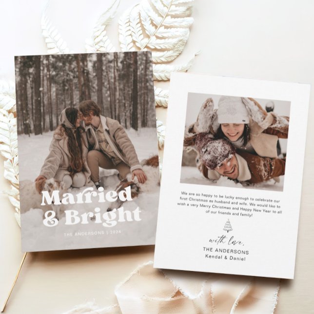 Carte de Noël avec première photo de couples marié (Créateur téléchargé)