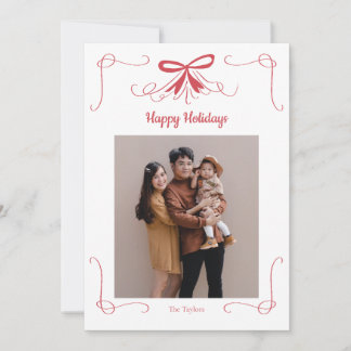Carte de Noël avec ruban à nœud rouge