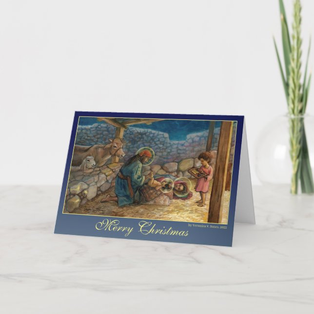 Carte de Noël avec scène de la Nativité  (Devant)