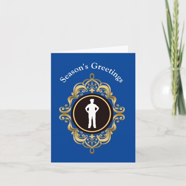 Carte de Noël avec silhouette d'agent de police en (Devant)