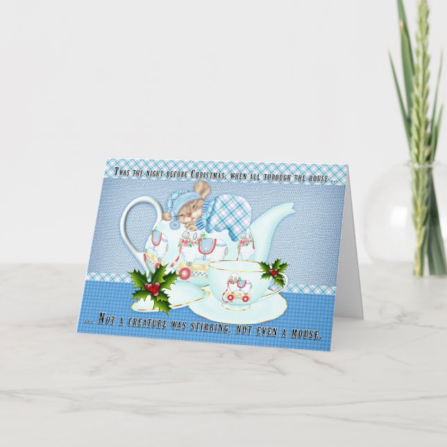 Carte de Noël Avec Souris Dormant Nuit Avant (Devant)