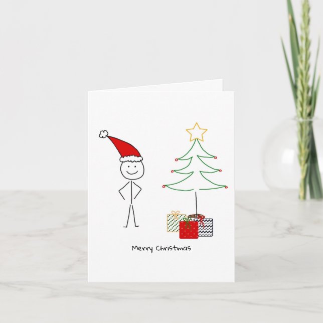 Carte de Noël avec stickman santa claus, (Devant)