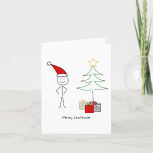 Carte de Noël avec stickman santa claus,