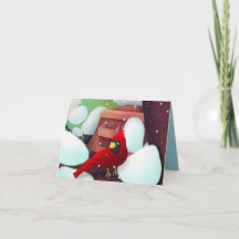 Carte de Noël avec un Cardinal à la Campagne