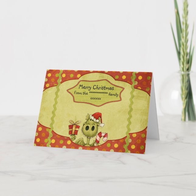 Carte de Noël avec un Dragon mignon Personnaliser (Devant)