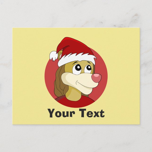 carte de Noël avec un lion mignon dessin animé (Devant)