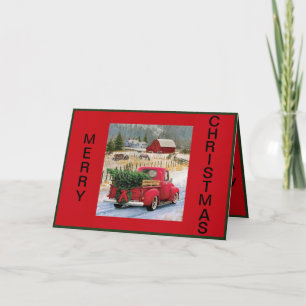 Carte de Noël avec une scène de ferme qui fait cha