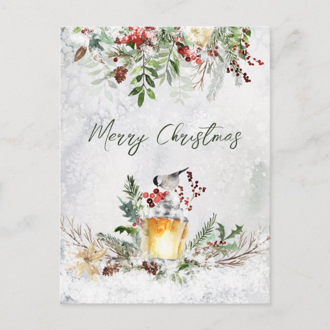 Carte de Noël avec verdure hivernale baie rouge oi (Devant)