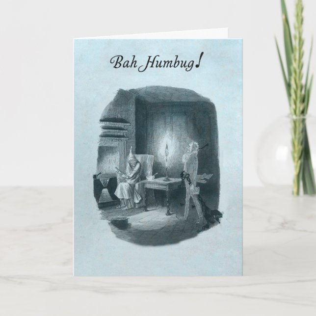 Carte de Noël Bah Humbug Scrooge. (Devant)