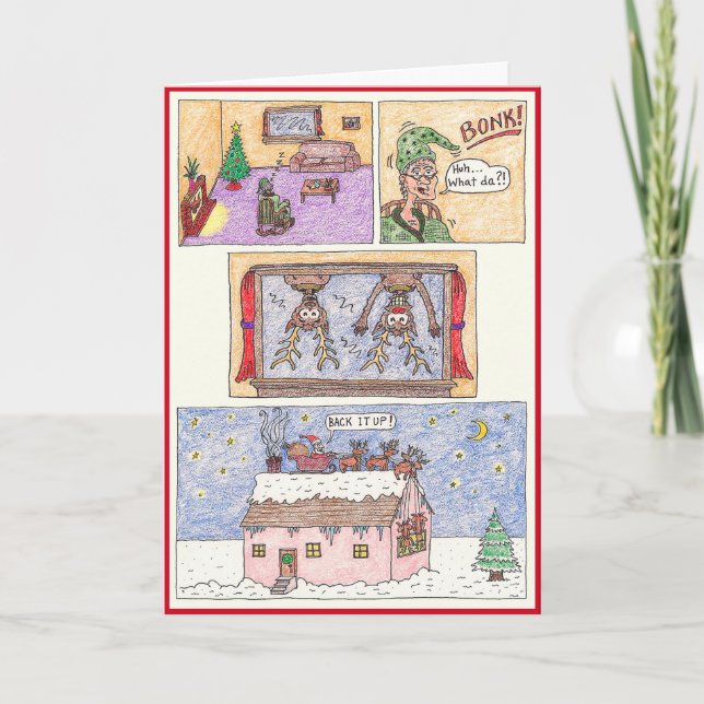 Carte de Noël - bande dessinée, "au-dessus du (Devant)