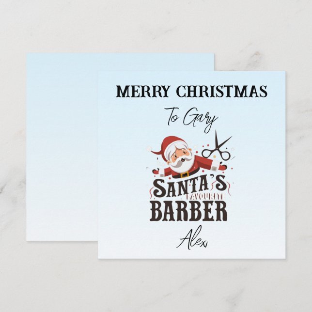 Carte de Noël Barber personnalisée (Devant / Derrière)