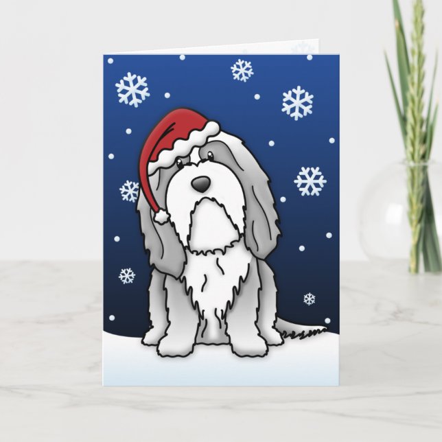 Carte de Noël barbue de colley de Kawaii (Devant)