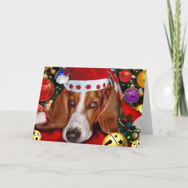 Carte de Noël Basset Hound (Devant)