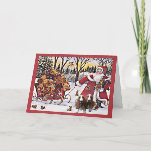 Carte de Noël Basset Hound Père Noël Bears in Slei