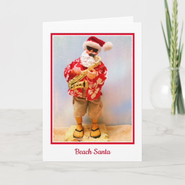 Carte de Noël Beach Père Noël (Devant)