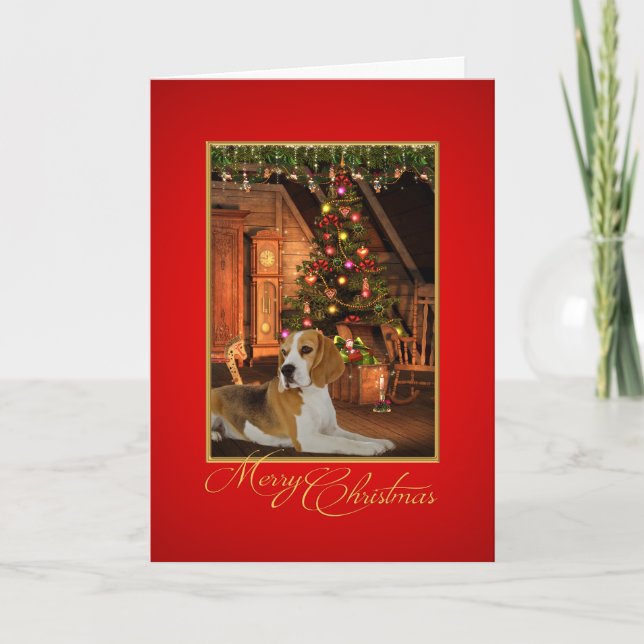 Carte de Noël beagle (Devant)