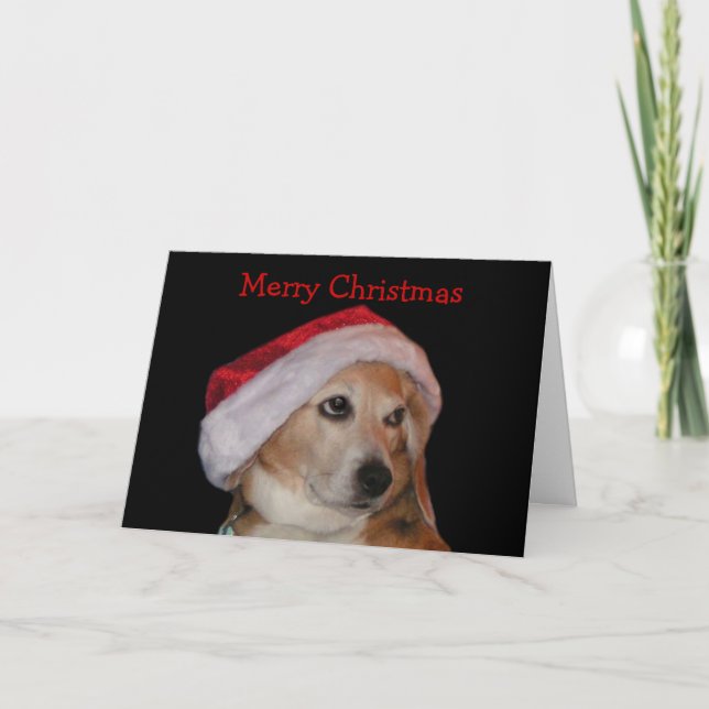Carte de Noël beagle (Père Noël) (Devant)