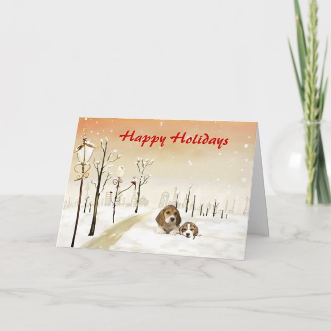 Carte de Noël beagle Urbain (Devant)