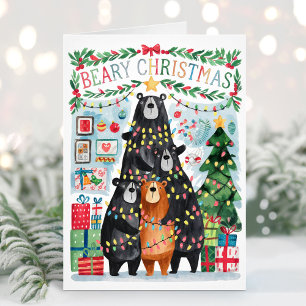 Carte de Noël Beary Christmas avec des ours mignon