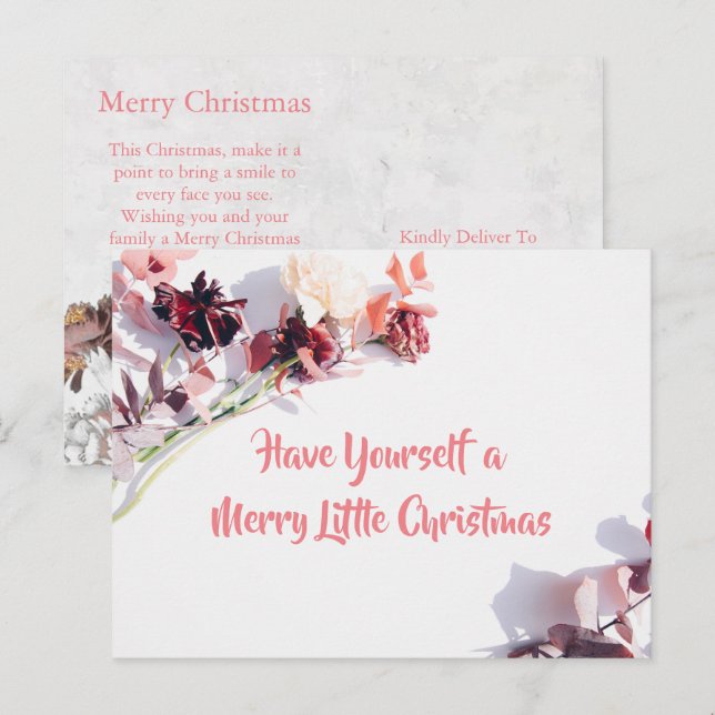 Carte de Noël - Belle du Rose (Devant / Derrière)
