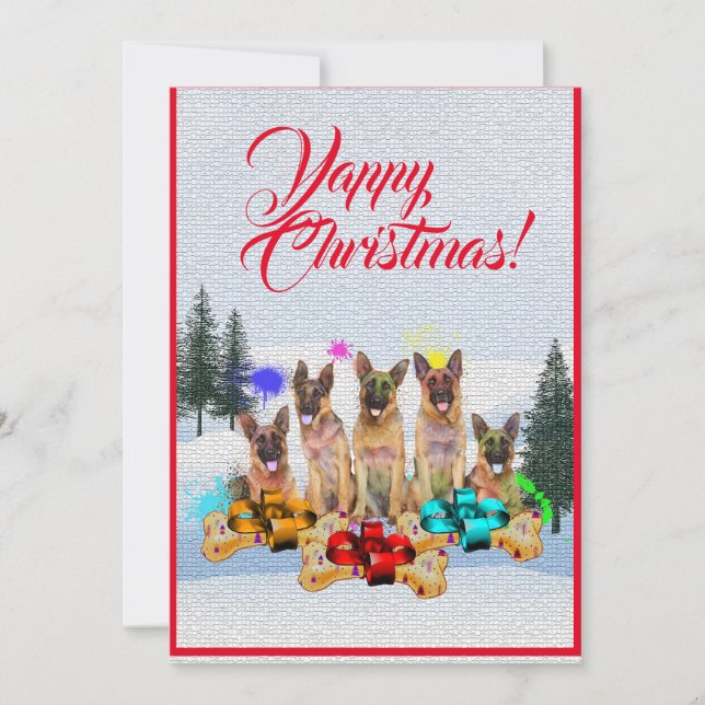 Carte de Noël berger allemand personnalisable (Devant)