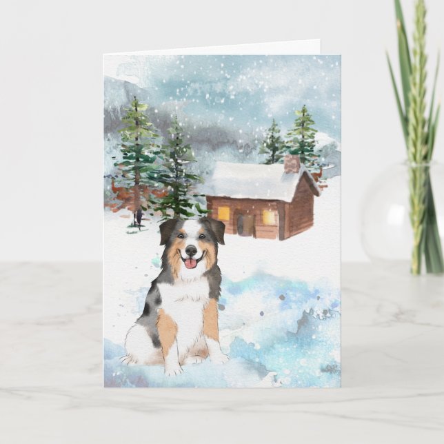 Carte de Noël Berger Australien (Bleu) (Devant)