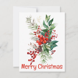 Carte de Noël Berries Ferns And Leaves