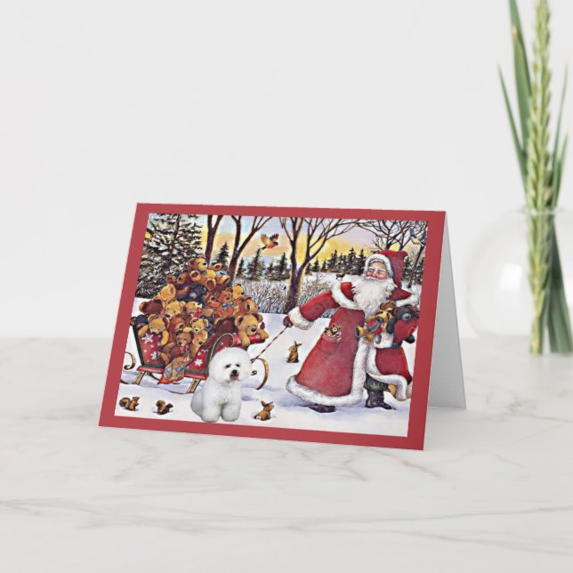 Carte de Noël Bichon Frise Père Noël Bears (Devant)