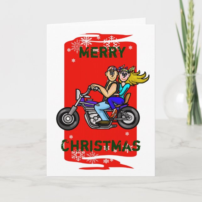 Carte de Noël Biker Couple (Devant)