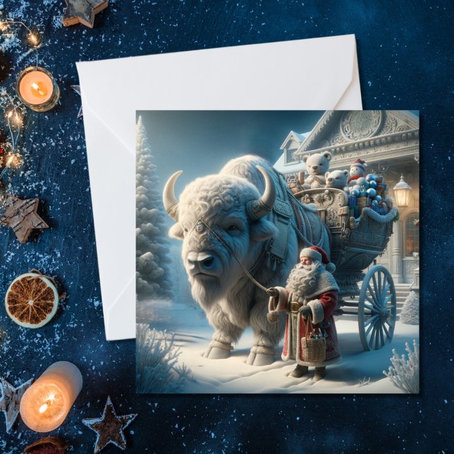 Carte de Noël Bison Buffalo Père Noël (Créateur téléchargé)