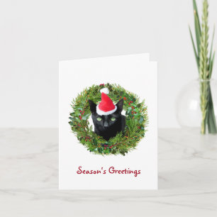 Carte de Noël Black Cat Wreath