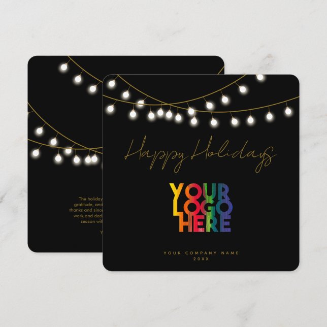 Carte de Noël Black Gold Business Logo (Devant / Derrière)