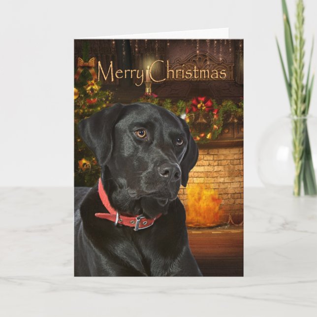 Carte de Noël Black Lab (Devant)