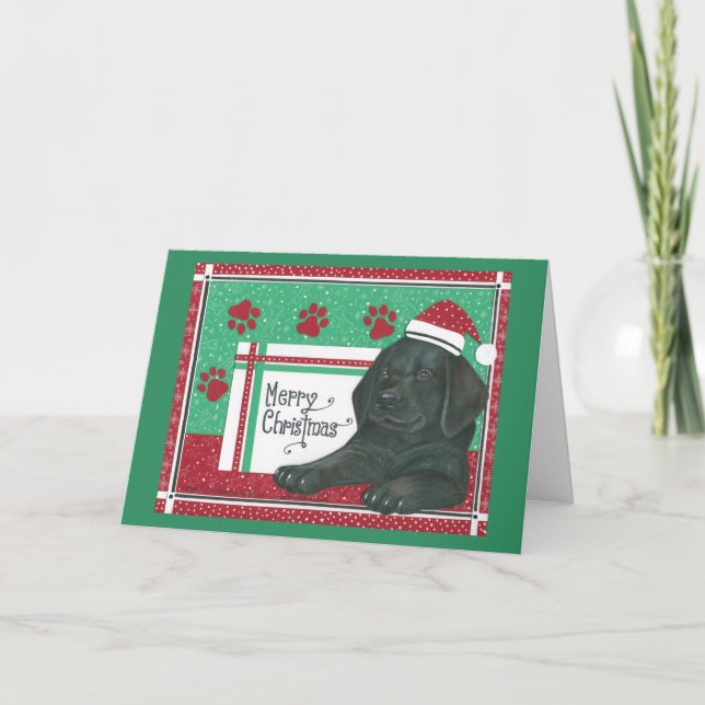 Carte de Noël Black Lab (Devant)